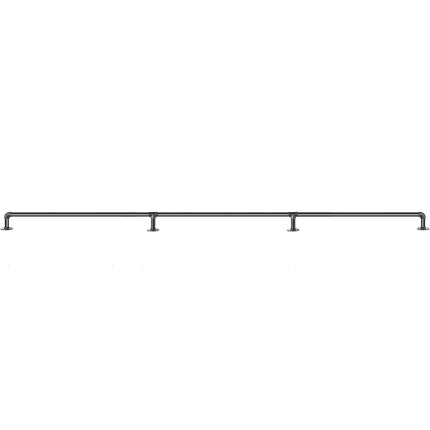 Pipe Stair Handrail, 11FT Staircase Handrail, 440LBS Load Capacity Carbon Steel Pipe Handrail, Industrial Pipe Handrail with Wall Mount Support, Round Corner Wall Handrailing for Indoor, Outdoor.