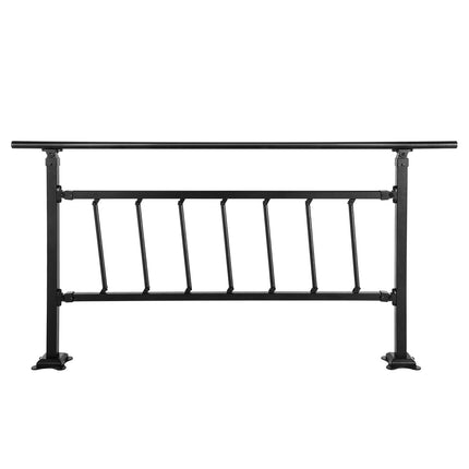 Iron Handrail Stair Railing Hand Rail Kit 1-4 Steps Outdoor Black w/ Bars.