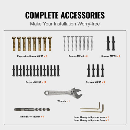 Iron Handrail Stair Railing Hand Rail Kit 1-4 Steps Outdoor Black w/ Bars.