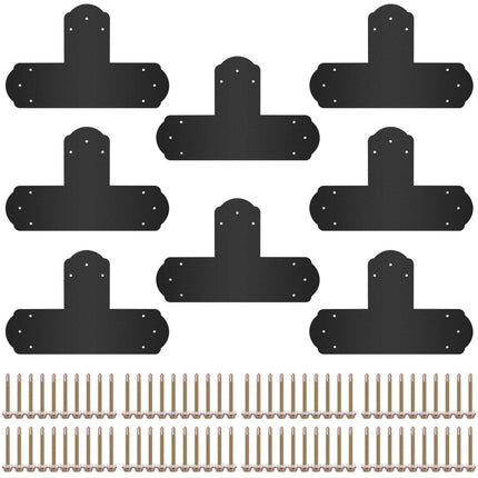 Black T Mending Plate T-shape 8 PCs 6" Flat Connector Post to Beam Bracket.