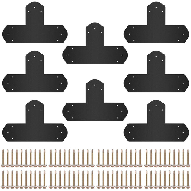Black T Mending Plate T-shape 8 PCs 6" Flat Connector Post to Beam Bracket.