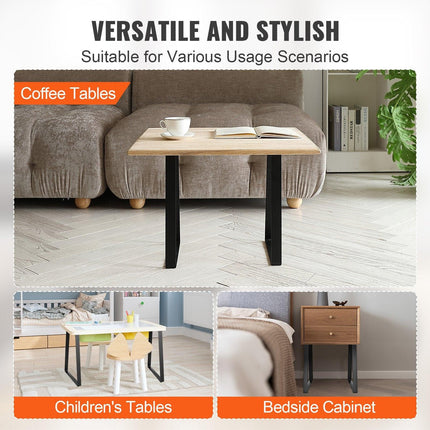 406.4MM Trapezoid Steel Table Legs, Replacement Furniture Legs Set of 2 for DIY Coffee Tables, Modern Desks, Bench, Night Stands, Sofa, Max Load 181.4KG Heavy Duty, Quick Instalation Legs Black.