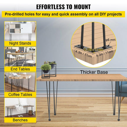 Hairpin Table Legs 28 inch, Set of 4 DIY Desk Table Legs 3 Rods Heavy Duty.