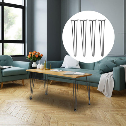 Hairpin Table Legs 30 inch Black Set of 4 Desk Legs Each 220lbs Capacity Hairpin Desk Legs 3 Rods for Bench Desk Dining End Table Chairs Carbon Steel DIY Table Legs Heavy Duty Furniture Legs.