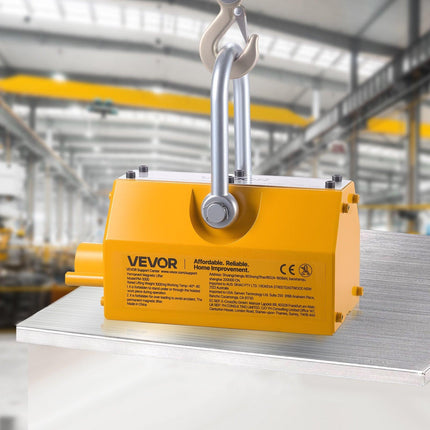 Permanent Magnetic Lifter, 1000 kg Pulling Capacity, Heavy Duty N42 Neodymium Lifting Magnet with Release Handle and Steel Hook, Used in Shop Crane and Hoist, for Lifting Plate Steel, Board.