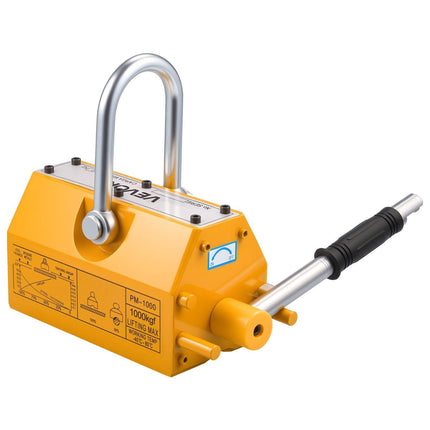 Permanent Magnetic Lifter, 1000 kg Pulling Capacity, Heavy Duty N42 Neodymium Lifting Magnet with Release Handle and Steel Hook, Used in Shop Crane and Hoist, for Lifting Plate Steel, Board.