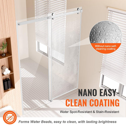 Frameless Shower Door 58-59" x 75" SGCC Tempered Glass 5/16" Chrome.