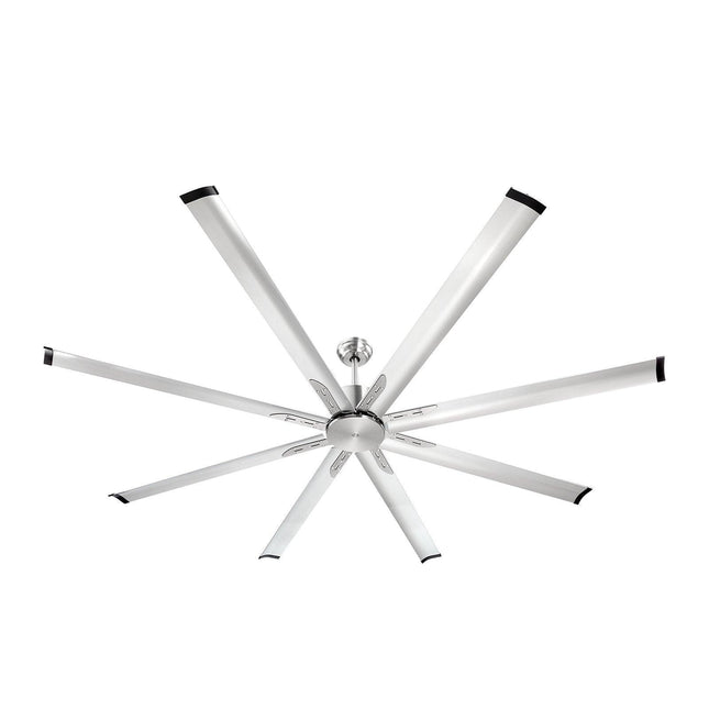 213 cm Ceiling Fan No Light, 6-Speed Remote Control, Aluminum 8-Blade, Reversible DC Motor, Modern Low Profile Flush Mount Fan for Bedroom, Living Room, Patio, Indoor/Outdoor, Brushed Nickel.