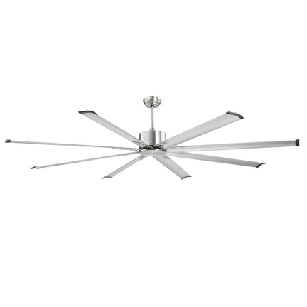 213 cm Ceiling Fan No Light, 6-Speed Remote Control, Aluminum 8-Blade, Reversible DC Motor, Modern Low Profile Flush Mount Fan for Bedroom, Living Room, Patio, Indoor/Outdoor, Brushed Nickel.