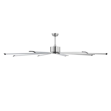 213 cm Ceiling Fan No Light, 6-Speed Remote Control, Aluminum 8-Blade, Reversible DC Motor, Modern Low Profile Flush Mount Fan for Bedroom, Living Room, Patio, Indoor/Outdoor, Brushed Nickel.