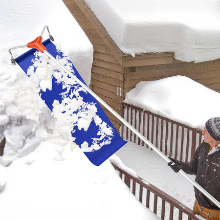 Snow Roof Rake, 27cm Aluminum Blade, 1.25-5.24 m Adjustable Roof Snow Scraper with Wheels & Slide, Lightweight Snows Removal Tool for House Rooftop Leaves Debris Clearing.