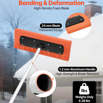 Snow Roof Rake, 45cm Foam Blade, 2.25-5.62 m Adjustable Roof Snow Scraper, Extension Tubes & Non-Slip Handle, Lightweight Snows Removal Tool for House Leaves Debris Clearing.