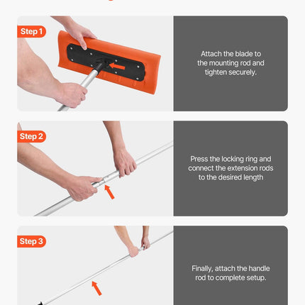 Snow Roof Rake, 45cm Foam Blade, 2.25-5.62 m Adjustable Roof Snow Scraper, Extension Tubes & Non-Slip Handle, Lightweight Snows Removal Tool for House Leaves Debris Clearing.