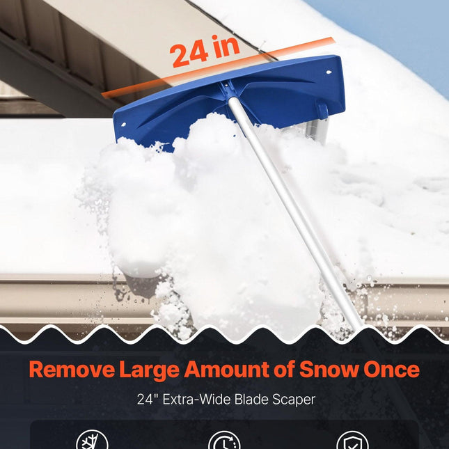 Snow Roof Rake, 60cm PP Plastic Blade, 1.18-5.55 m Adjustable Roof Snow Scraper with Wheels, Anti-Slip Handle Snows Removal Tool, Lightweight House Rooftop Rake for Leaves Debris Removal.