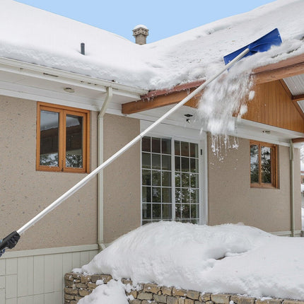Snow Roof Rake, 60cm PP Plastic Blade, 1.18-5.55 m Adjustable Roof Snow Scraper with Wheels, Anti-Slip Handle Snows Removal Tool, Lightweight House Rooftop Rake for Leaves Debris Removal.