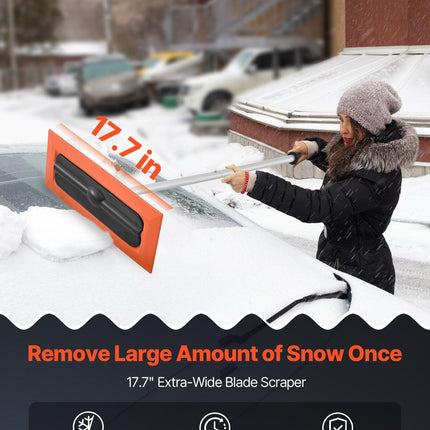 VEVOR Snow Roof Rake, 1.2m Long Reach Car Roof Snow Scraper, 45cm Foam Blade for No Scratches, Non-Slip Handle, Lightweight Snows Removal Tool for Vehicle Garage Rooftop Leaves Debris Clearing.