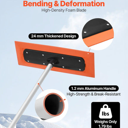 VEVOR Snow Roof Rake, 1.2m Long Reach Car Roof Snow Scraper, 45cm Foam Blade for No Scratches, Non-Slip Handle, Lightweight Snows Removal Tool for Vehicle Garage Rooftop Leaves Debris Clearing.