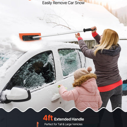 VEVOR Snow Roof Rake, 1.2m Long Reach Car Roof Snow Scraper, 45cm Foam Blade for No Scratches, Non-Slip Handle, Lightweight Snows Removal Tool for Vehicle Garage Rooftop Leaves Debris Clearing.