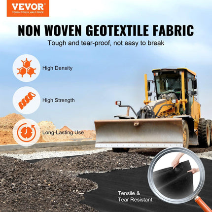 Non Woven Geotextile Fabric Under Gravel, 6x50FT 8OZ Driveway Fabric Landscape Fabric, Heavy Duty Weed Barrier Fabric, Ground Cover Weed Control Fabric, French Drains Drainage Fabric, Black.