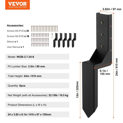 Fence Post Anchor Repair Kit 6 Pack Inner Support Stakes Repair.