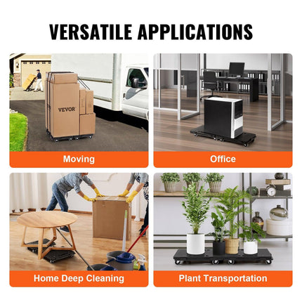 Furniture Dolly, 500 lbs Capacity Each Count, Furniture Mover with Wheels, Portable Moving Rollers 4 Wheels Heavy Duty, Small Flat Dolly Cart with Interlocking for Heavy Furniture, 2 Pack, Black.