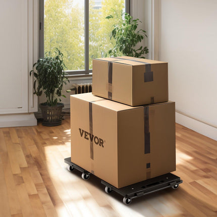 Furniture Dolly, 500 lbs Capacity Each Count, Furniture Mover with Wheels, Portable Moving Rollers 4 Wheels Heavy Duty, Small Flat Dolly Cart with Interlocking for Heavy Furniture, 2 Pack, Black.