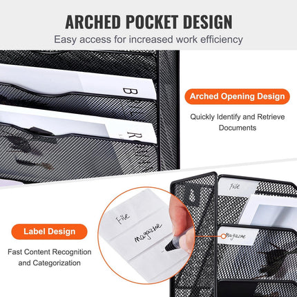 File Wall Rack Mesh Wall File Holder 1-Piece 10 Pockets for Office/School.
