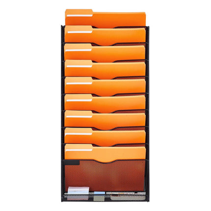 File Wall Rack Mesh Wall File Holder 1-Piece 10 Pockets for Office/School.