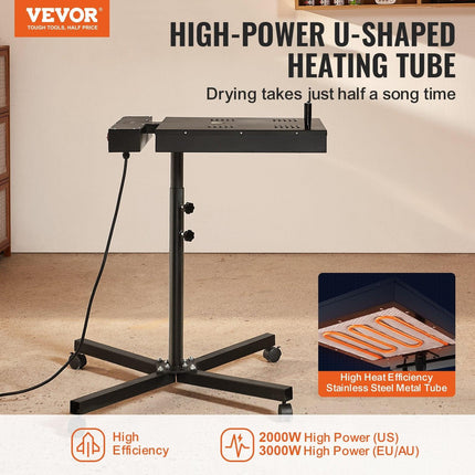 Flash Dryer, 18 x 18 inch Flash Dryer for Screen Printing, 0-750℉ Temperature Control, High Power Silk Screen Printing Dryer with Height Adjustable Stand, 360° Rotation, T-Shirt Curing Machine.