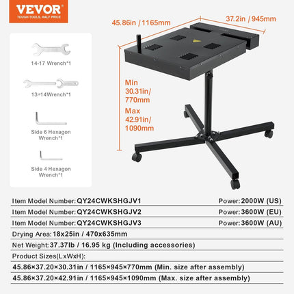 Flash Dryer, 18 x 25 inch Flash Dryer for Screen Printing, 0-750℉ Temperature Control, High Power Silk Screen Printing Dryer with Height Adjustable Stand, 360° Rotation, T-Shirt Curing Machine.