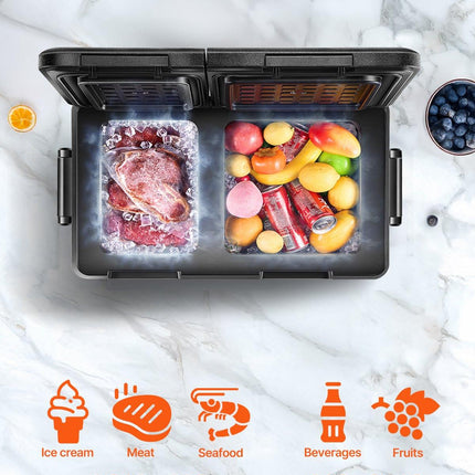 VEVOR Portable Car Refrigerator Freezer Compressor 45L Dual Zone for Car Home.