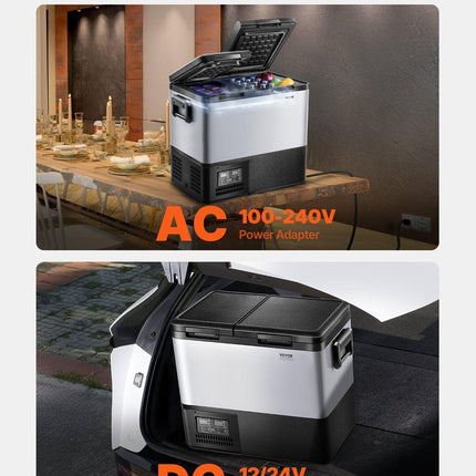 VEVOR Portable Car Refrigerator Freezer Compressor 45L Dual Zone for Car Home.