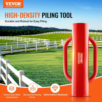 Fence Post Driver with Handles, 2.7 in Inner Diameter T Post Pole Pounder, 14LB Heavy Duty Carbon Steel Hand Post Rammer, Farm Fencing Hole Digger for U Channel, Sign Pole, Wooden Post, Red.
