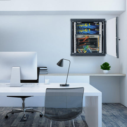 9U Wall Mount Network Server Cabinet, 39.37 cm Deep, Server Rack Cabinet Enclosure, 90.7 kg Max. Ground-mounted Load Capacity, with Locking Glass Door Side Panels, for IT Equipment, A/V Devices.