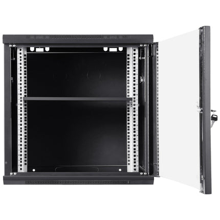9U Wall Mount Network Server Cabinet, 39.37 cm Deep, Server Rack Cabinet Enclosure, 90.7 kg Max. Ground-mounted Load Capacity, with Locking Glass Door Side Panels, for IT Equipment, A/V Devices.
