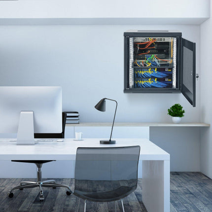 12U Wall Mount Network Server Cabinet, 15.5'' Deep, Server Rack Cabinet Enclosure, 200 lbs Max. Ground-mounted Load Capacity, with Locking Door Side Panels, for IT Equipment, A/V Devices.