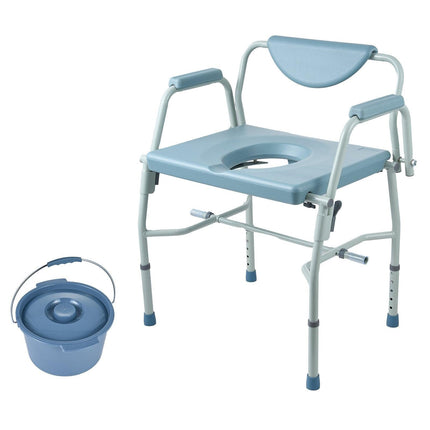 Commode Chair, Bedside Commode with Drop-Down Arms and Detachable Backrest, 5-Level Adjustable Height, 7L Removable Bucket, Easy to Assemble, 1000LBS Capacity, Portable Toilet for Adults Seniors.