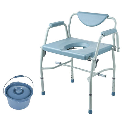 Commode Chair, Bedside Commode with Drop-Down Arms and Detachable Backrest, 5-Level Adjustable Height, 7L Removable Bucket, Easy to Assemble, 1000LBS Capacity, Portable Toilet for Adults Seniors.