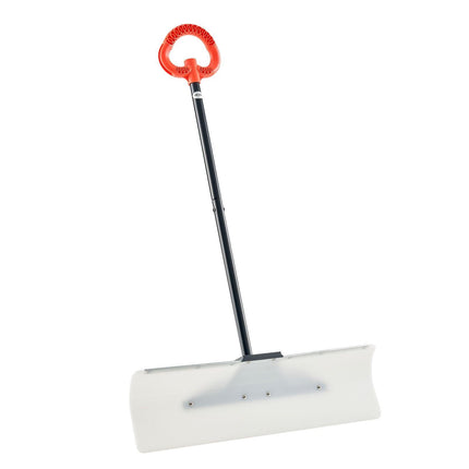 Snow Pusher Shovel, 76.2 cm Outdoor Snowplow Shovel with Ergonomic Grip, HDPE Plastic Blade, Winter Shovels with Segmented Handle, Metal Edged Strip, Portable Snow Removal Tool for Driveway.
