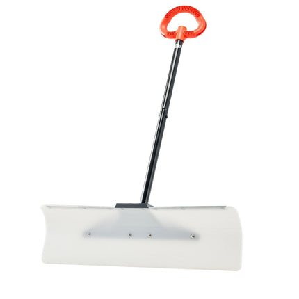 Snow Pusher Shovel, 76.2 cm Outdoor Snowplow Shovel with Ergonomic Grip, HDPE Plastic Blade, Winter Shovels with Segmented Handle, Metal Edged Strip, Portable Snow Removal Tool for Driveway.