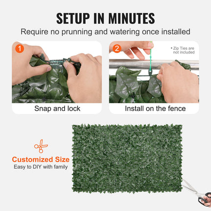 Ivy Privacy Fence, 59 x 98 in Artificial Green Wall Screen, Greenery Ivy Fence with Mesh Cloth Backing and Strengthened Joint, Faux Hedges Vine Leaf Decoration for Outdoor Garden, Yard, Balcony.
