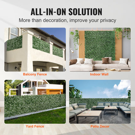 Ivy Privacy Fence, 59 x 98 in Artificial Green Wall Screen, Greenery Ivy Fence with Mesh Cloth Backing and Strengthened Joint, Faux Hedges Vine Leaf Decoration for Outdoor Garden, Yard, Balcony.