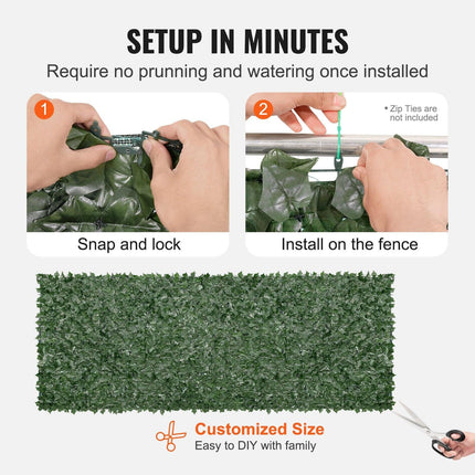 Ivy Privacy Fence, 59 x 158in Artificial Green Wall Screen, Greenery Ivy Fence w/ Mesh Cloth Backing and Strengthened Joint, Faux Hedges Vine Leaf Decoration for Outdoor Garden, Yard, Balcony.