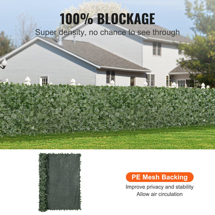 Ivy Privacy Fence, 1830 x 2440 mm Artificial Green Wall Screen, Greenery Ivy Fence with Mesh Cloth Backing and Strengthened Joint, Faux Hedges Vine Leaf Decoration for Outdoor Garden, Yard.