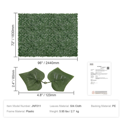 Ivy Privacy Fence, 1830 x 2440 mm Artificial Green Wall Screen, Greenery Ivy Fence with Mesh Cloth Backing and Strengthened Joint, Faux Hedges Vine Leaf Decoration for Outdoor Garden, Yard.