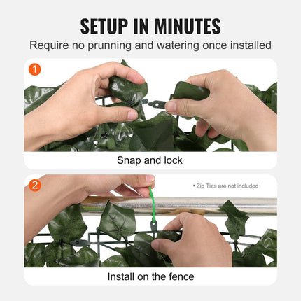 Ivy Privacy Fence, 2440 x 1830 mm Artificial Green Wall Screen, Greenery Ivy Fence with Strengthened Joint, Faux Hedges Vine Leaf Decoration for Outdoor Garden, Yard, Balcony, Patio Decor.