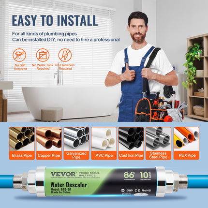 Whole House Salt Free Descaler Physical Scale Descaler System SAAS Alloy.