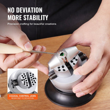 Ball Vise, 3" Engraving Setting Tool, 360° Rotation Engraving Block Vise, 70 PCS Attachment Jewelry Engraving Block Tools Standard Block for Gemstone Inlay and Small-Scale Engraving.