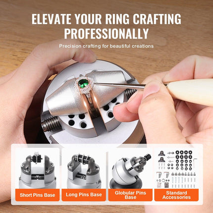 Ball Vise, 3" Engraving Setting Tool, 360° Rotation Engraving Block Vise, 70 PCS Attachment Jewelry Engraving Block Tools Standard Block for Gemstone Inlay and Small-Scale Engraving.