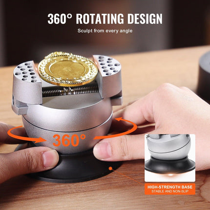 Ball Vise, 3" Engraving Setting Tool, 360° Rotation Engraving Block Vise, 70 PCS Attachment Jewelry Engraving Block Tools Standard Block for Gemstone Inlay and Small-Scale Engraving.